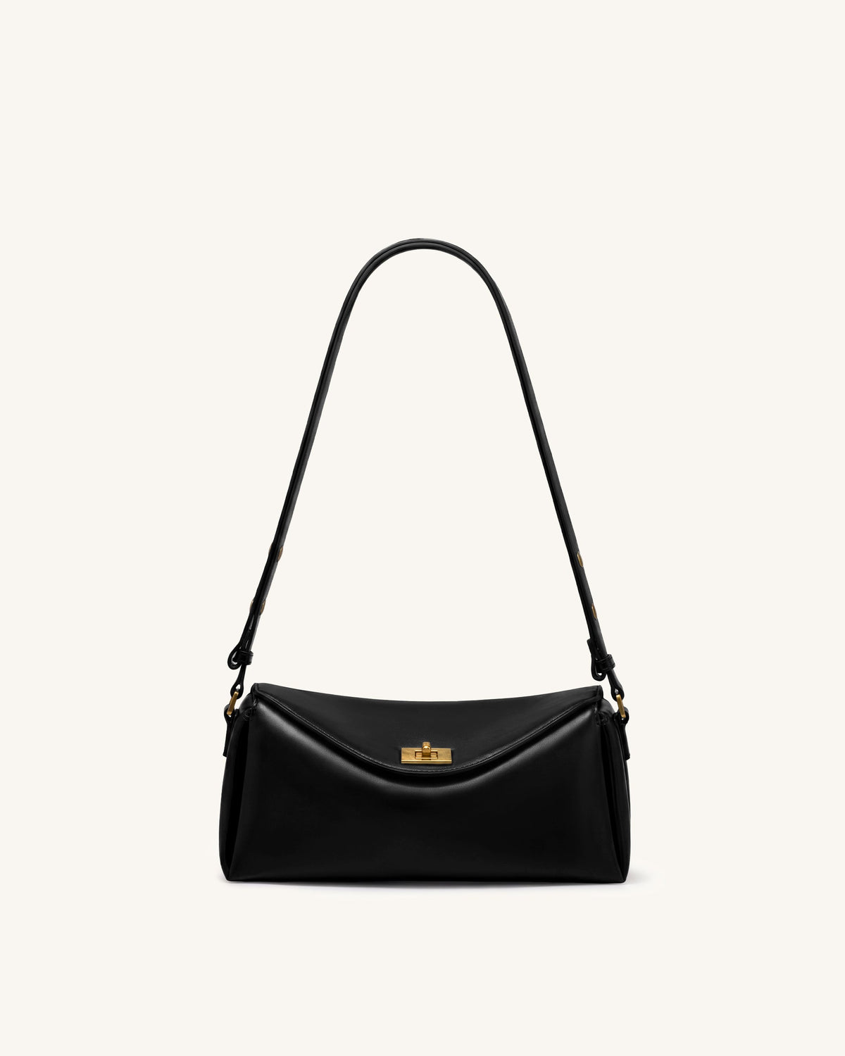 Lucia Asymmetric Flap Shoulder Bag - Black
