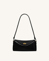 Lucia Asymmetric Flap Shoulder Bag - Black