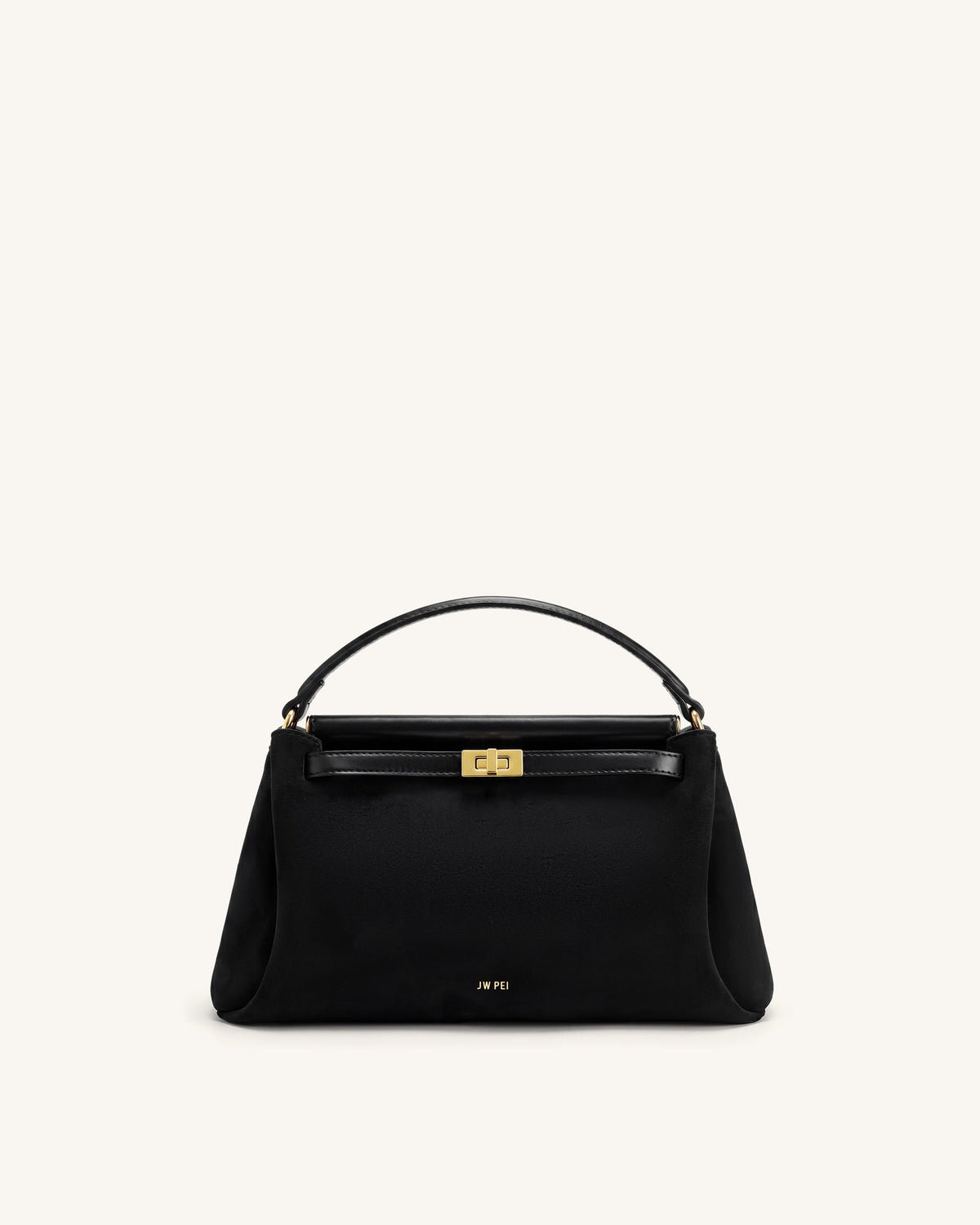 Carmen Faux Suede Top Handle Bag - Black