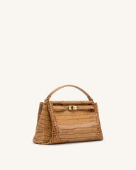 Carmen Top Handle Bag - Khaki Croc