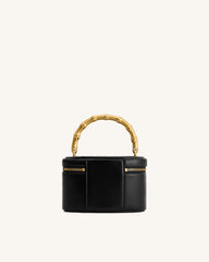 Natalie Metal Geometric Pendant Handle Bag - Black