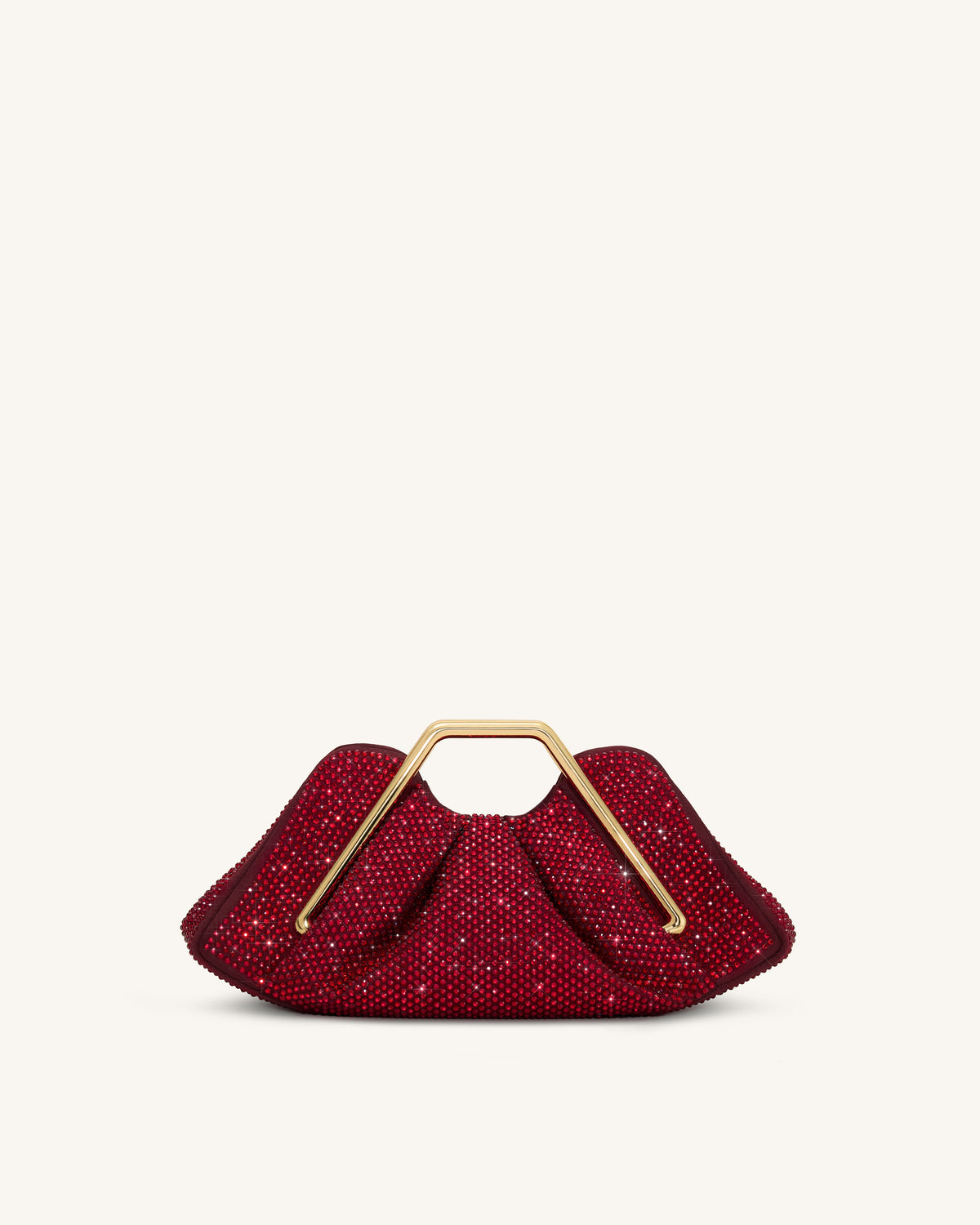 Lila Artificial Crystal Metal Frame Clutch - Red
