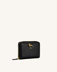 Maeve Dachshund Metal Emblem Zip Wallet - Black