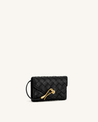 Celeste Woven Textured Envelope Wallet - Black