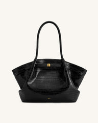 Hana Large Tote Bag - Black Croc