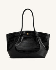 Hana Large Tote Bag - Black Croc
