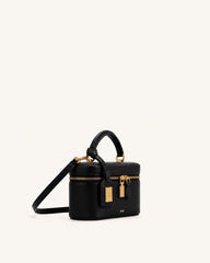 Cleo Box Shape Top Handle Bag - Ink Black