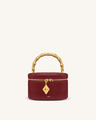 Natalie Metal Geometric Pendant Handle Bag - Burgundy