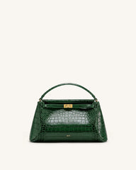 Carmen Top Handle Bag - Forest Green Croc