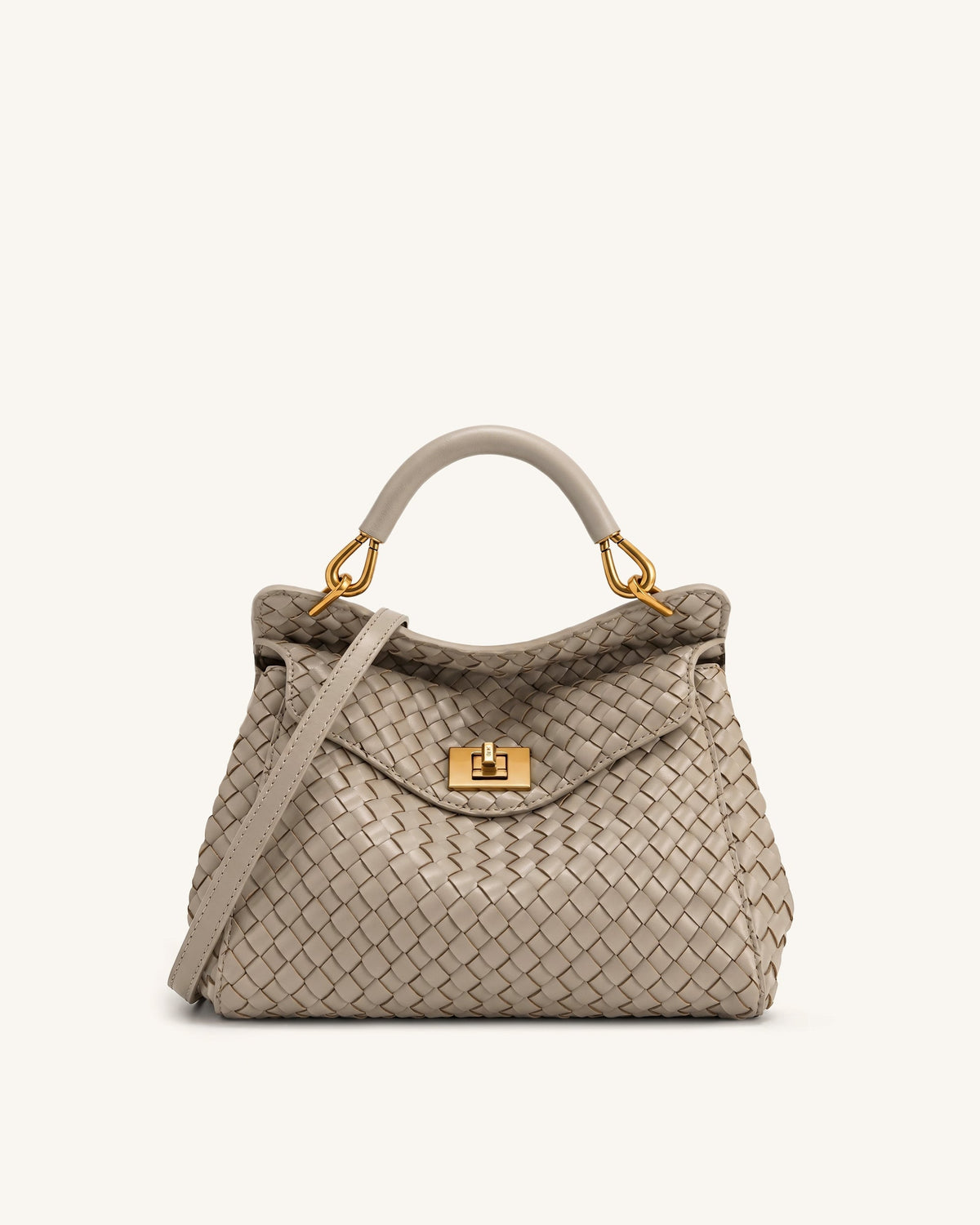 Lucia Classic Woven Top Handle Bag - Mud Gray