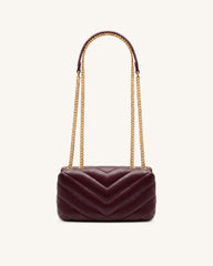 Riley Dachshund Quilted Flap Shoulder Bag - Deep Burgundy