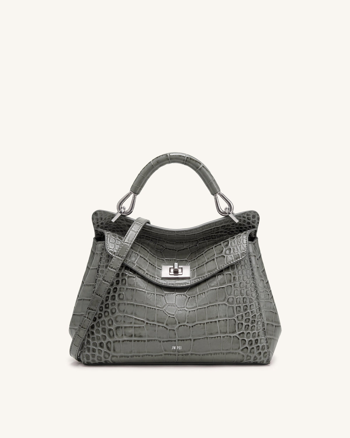 Lucia Classic Top Handle Bag - Grey Croc
