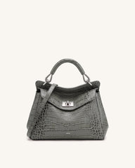 Lucia Classic Top Handle Bag - Grey Croc