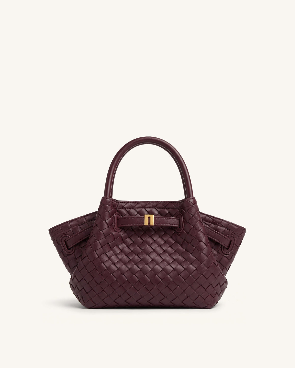 Hana Mini Woven Tote Bag - Dark Burgundy