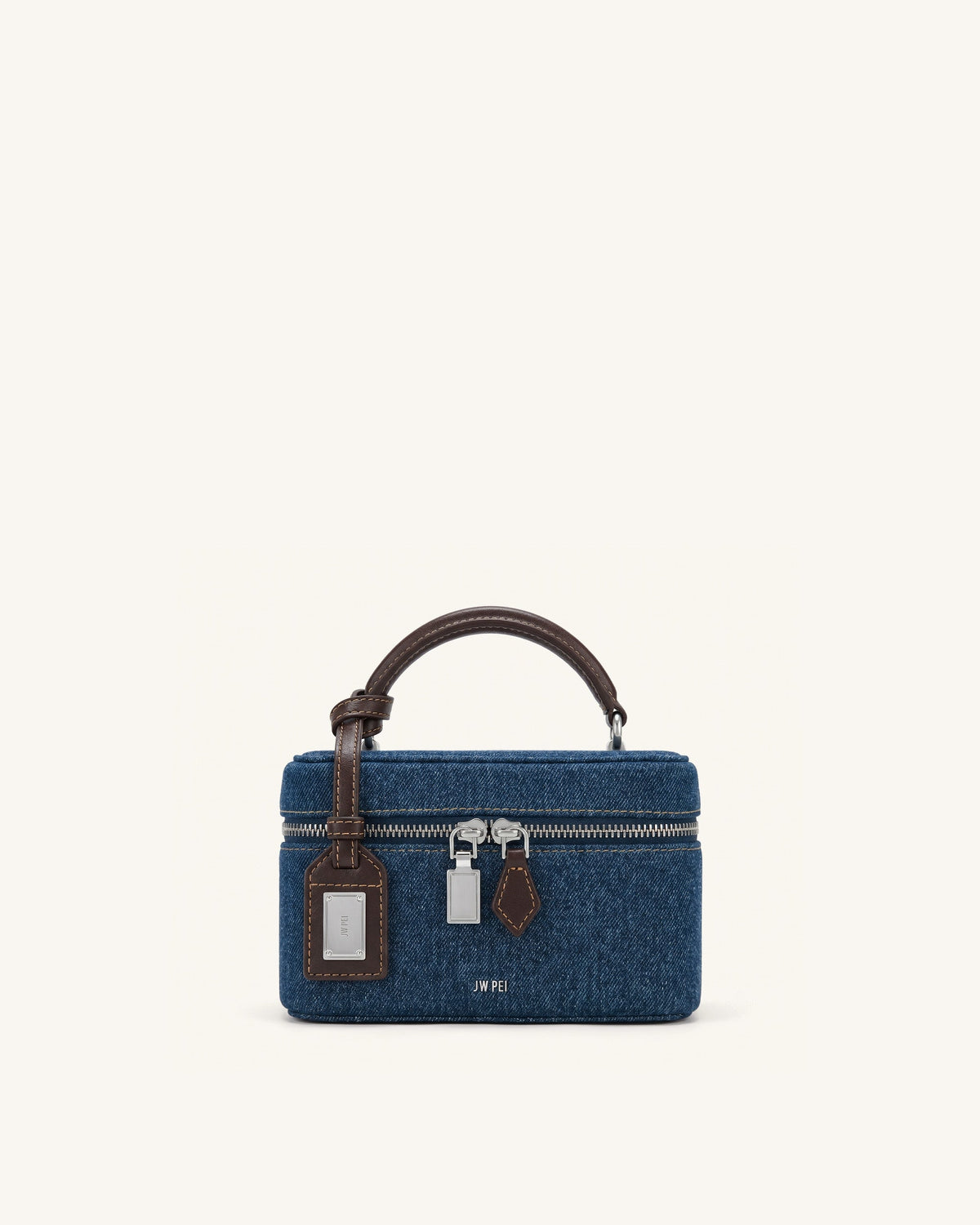 Cleo Box Shape Top Handle Bag - Dark Blue Denim