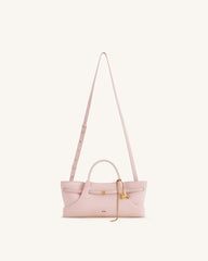 Maeve Dachshund Metal Charm Faux Suede Tote Bag - Pink