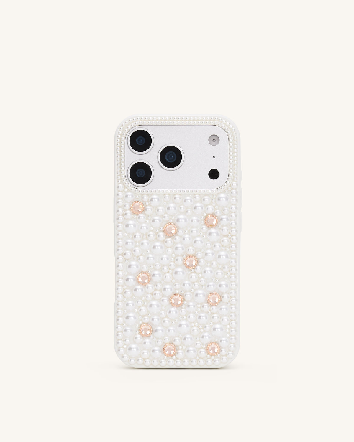 Pearl Embellished Phone Case - White