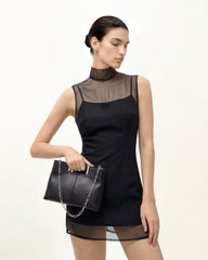 Elodie Chain Handle Top Handle Bag - Black