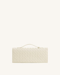 Celeste Woven Textured Envelope Top Handle Bag - Ivory