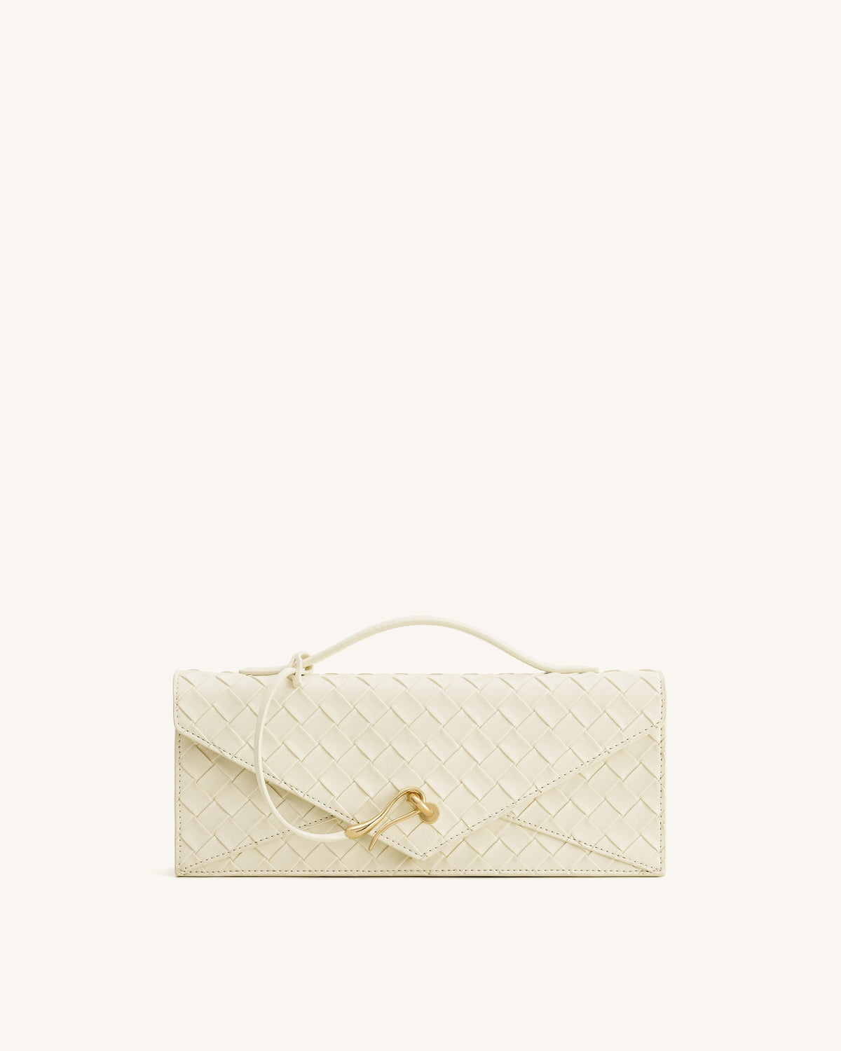 Celeste Woven Textured Envelope Top Handle Bag - Ivory