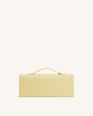 Celeste Woven Textured Envelope Top Handle Bag - Yellow