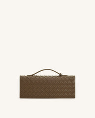 Celeste Woven Textured Envelope Top Handle Bag - Mocha Brown