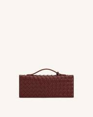 Celeste Woven Textured Envelope Top Handle Bag - Burgundy