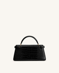 Elena Classic Top Handle Bag - Black Croc