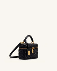 Cleo Box Shape Top Handle Bag - Charcoal Black
