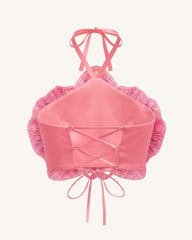 3D Orchid Halter Crop Top - Pink