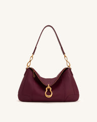 Jayla Metal Pendant Embellished Shoulder Bag - Burgundy
