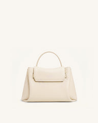 Rhea Small Pebbled Double Buckle Shoulder Bag - White