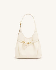 Alina Pebbled Hobo Bag - White