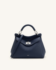 Lucia Classic Top Handle Bag - Navy Blue