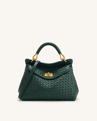 Lucia Classic Woven Top Handle Bag - Forest Green