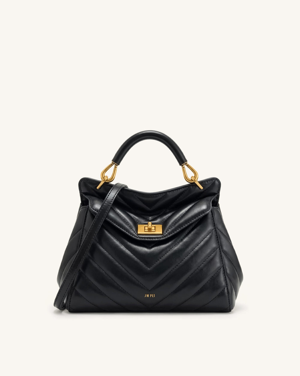 Lucia Classic Top Handle Bag - Jet Black