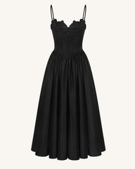 Orchid Embroidered Appliqué Corset Maxi Dress - Black