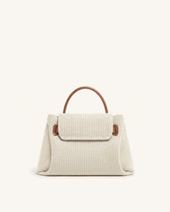 Rhea Small Double Buckle Shoulder Bag - Brown Canvas