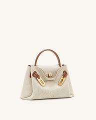 Rhea Small Double Buckle Shoulder Bag - Brown Canvas