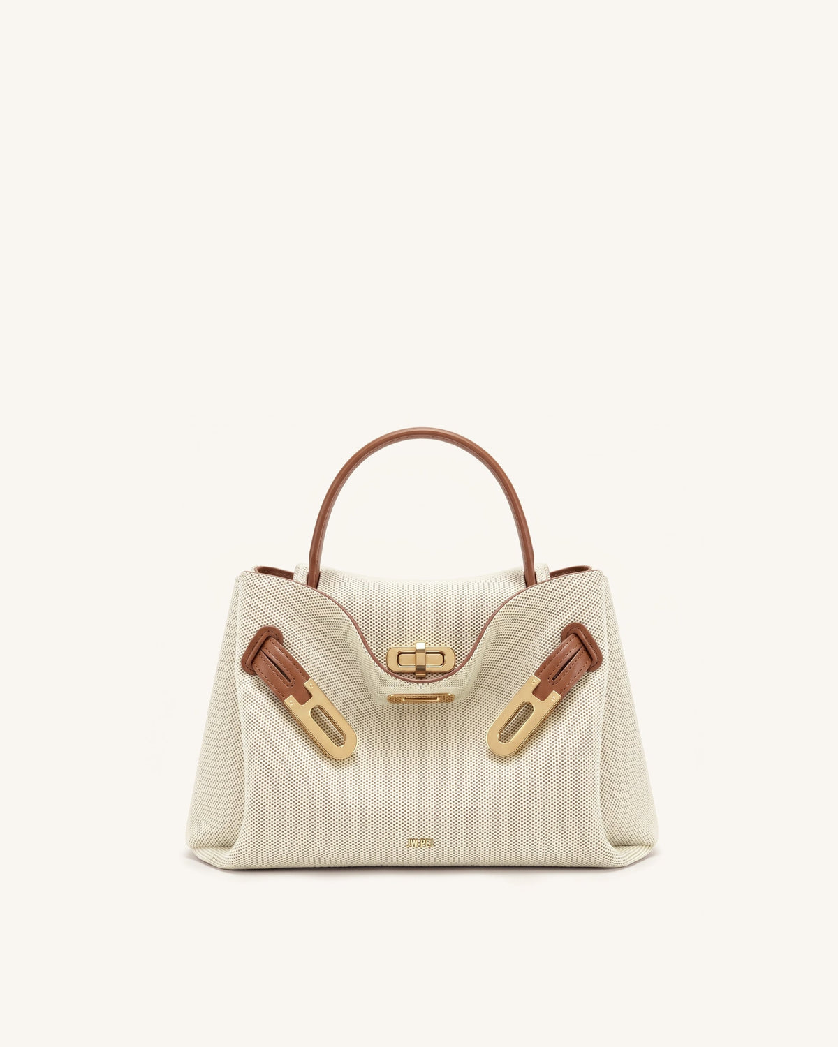Rhea Small Double Buckle Shoulder Bag - Brown Canvas