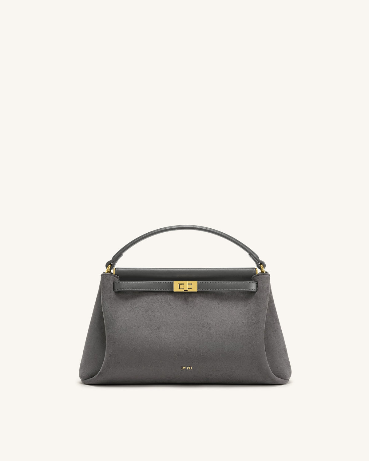 Carmen Faux Suede Top Handle Bag - Dark Gray