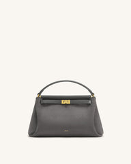 Carmen Faux Suede Top Handle Bag - Dark Gray
