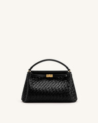 Carmen Woven Top Handle Bag - Charcoal Black