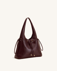Celandra Drawstring Hobo Bag - Deep Burgundy