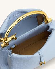 Bruna Dachshund Metal Handle Top Handle Bag - Light Blue