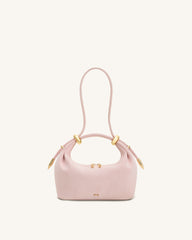 Ellie Faux Suede Metal Ring Embellished Top Handle Bag - Pink