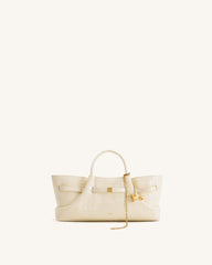 Maeve Dachshund Metal Charm Tote Bag - Ivory Croc