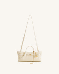 Maeve Dachshund Metal Charm Tote Bag - Ivory Croc