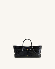 Maeve Dachshund Metal Charm Tote Bag - Black Croc