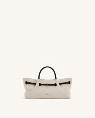 Maeve Dachshund Metal Charm Tote Bag - Black Canvasa